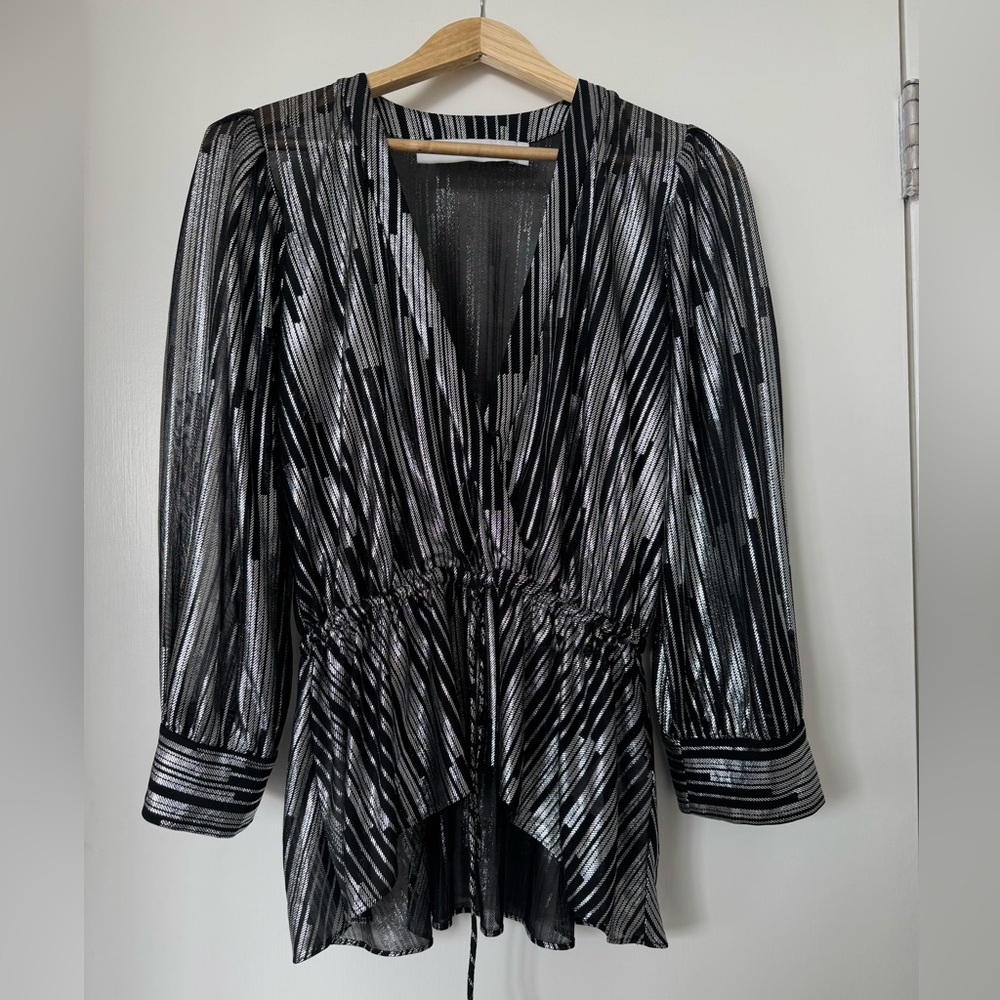IRO Black and Silver Striped Blouse